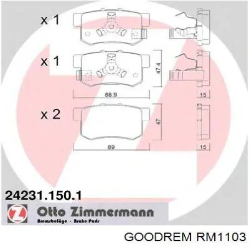 Гальмівні колодки Goodrem RM1103 ціна, від 13.22 USD