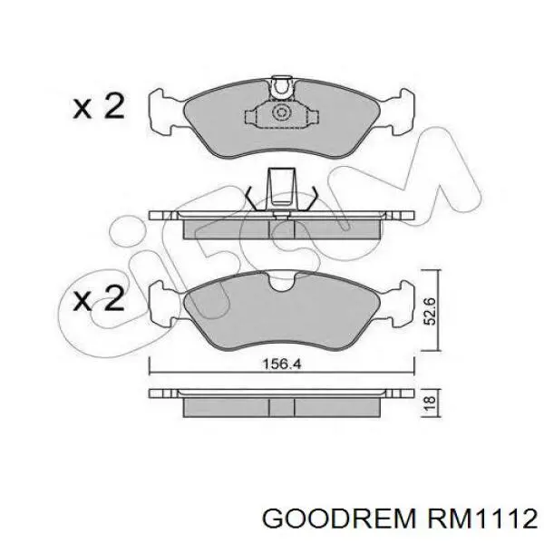 Купити RM1112 Goodrem Колодки гальмівні передні, дискові