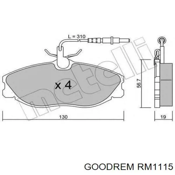 Гальмівні колодки Goodrem RM1115 ціна, від 16.02 USD
