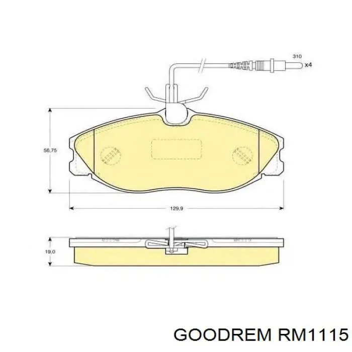RM1115 Goodrem Передні гальмівні колодки