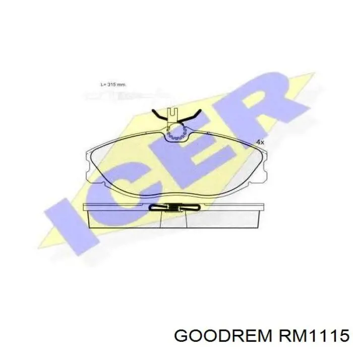 RM1115 Goodrem колодки гальмівні передні, дискові