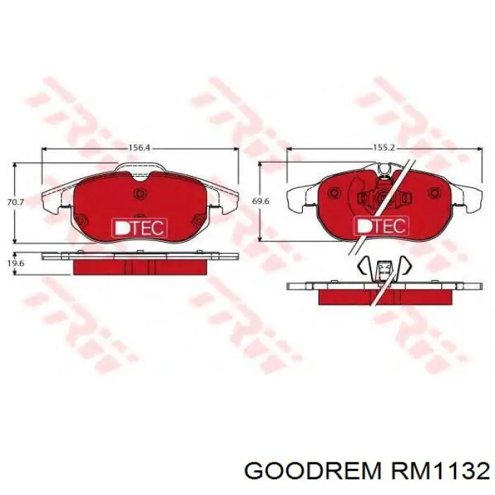 Купити RM1132 Goodrem Колодки гальмівні передні, дискові
