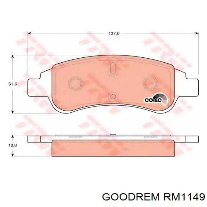 Передні тормозні колодки RM1149 Goodrem
