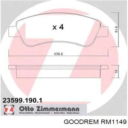 RM1149 Goodrem Передні гальмівні колодки