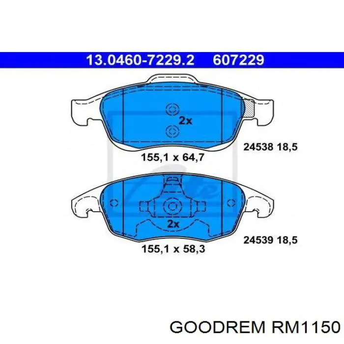 Купити RM1150 Goodrem Колодки гальмівні передні, дискові