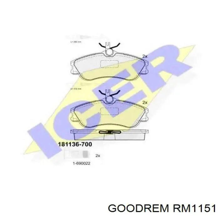 RM1151 Goodrem Передні гальмівні колодки