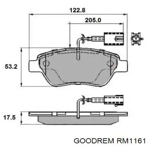 RM1161 Goodrem Передні гальмівні колодки