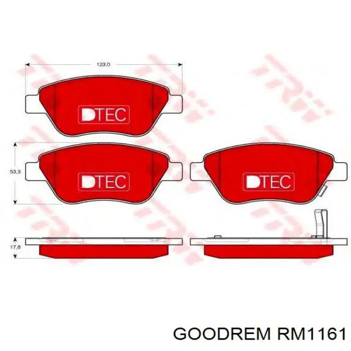 Колодки гальмівні передні, дискові RM1161 Goodrem