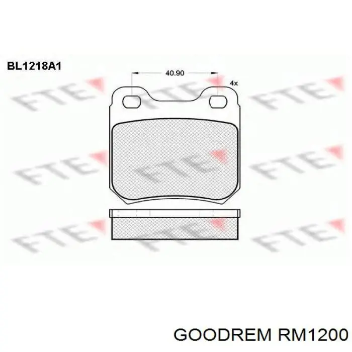 RM1200 Goodrem колодки гальмові задні, дискові