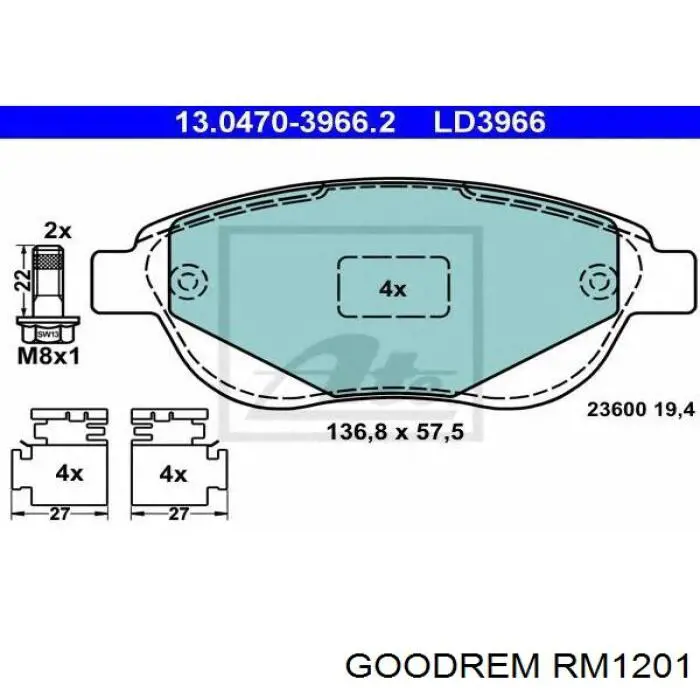Передні тормозні колодки RM1201 Goodrem