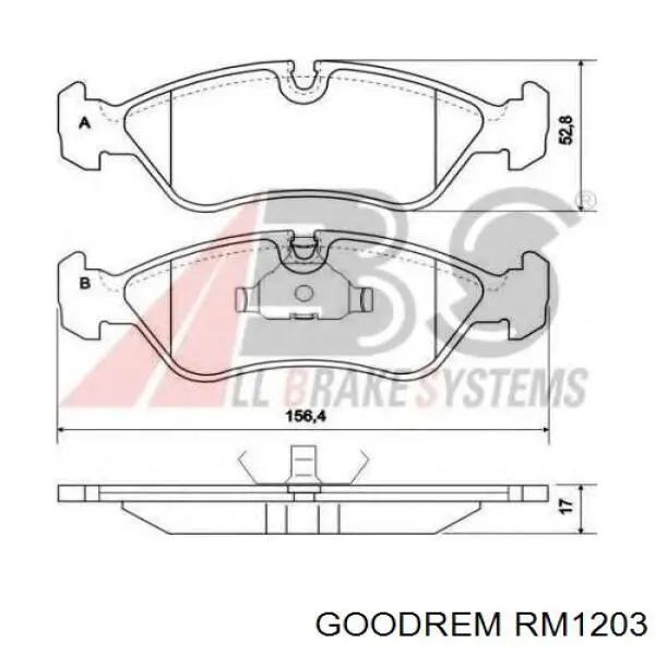 Купити RM1203 Goodrem Колодки гальмівні передні, дискові