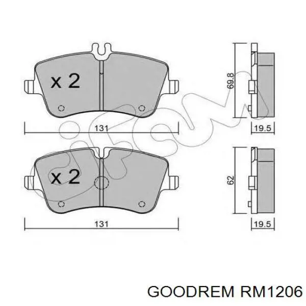 Купити RM1206 Goodrem Колодки гальмівні передні, дискові