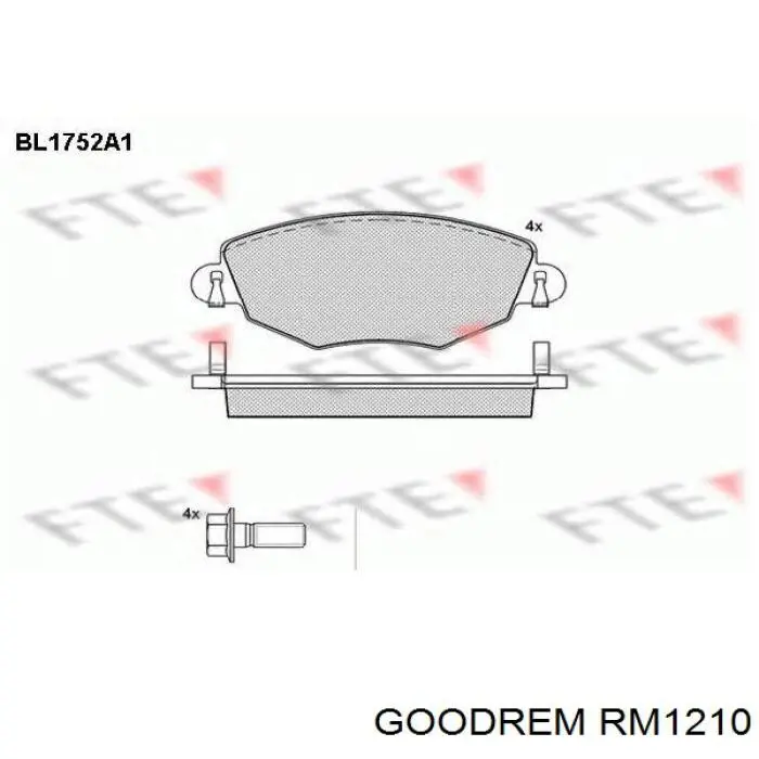 Купити RM1210 Goodrem Колодки гальмівні передні, дискові
