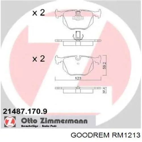RM1213 Goodrem Колодки гальмівні задні, дискові