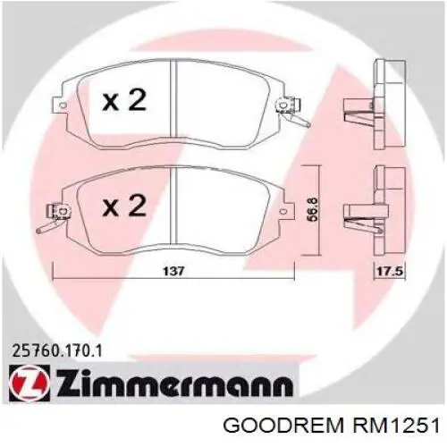 Колодки гальмівні передні, дискові RM1251 Goodrem