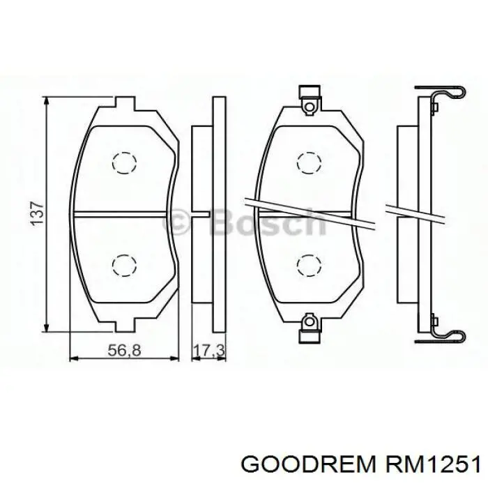 Гальмівні колодки Goodrem RM1251 ціна, від 18.83 USD