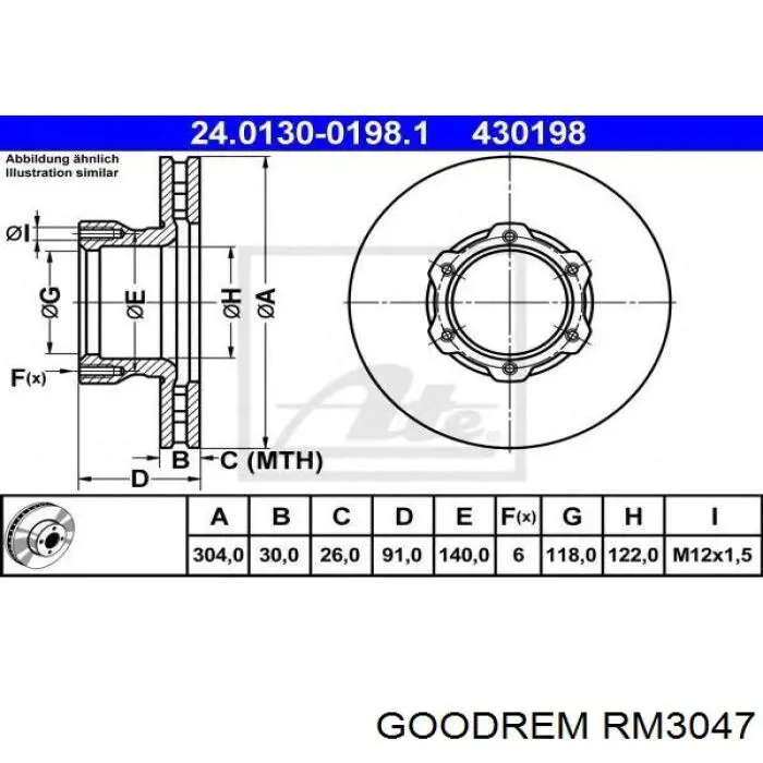 Диск переднього гальма Goodrem RM3047 ціна, від 44.47 USD