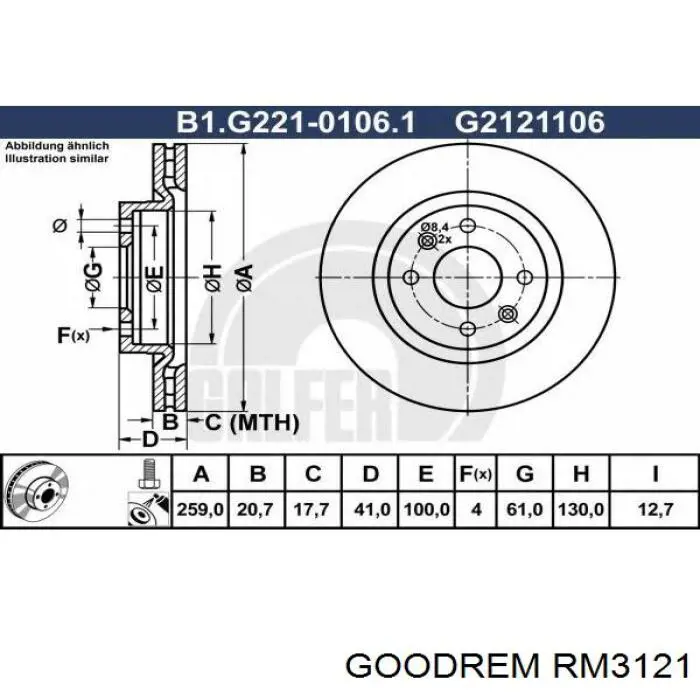 Диск переднього гальма Goodrem RM3121 ціна, від 22.63 USD