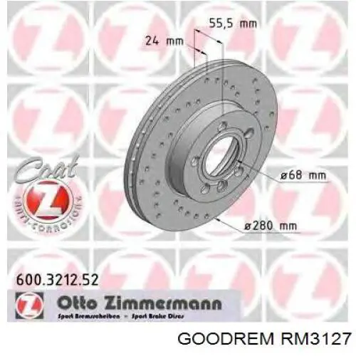 Диск переднього гальма Goodrem RM3127 ціна, від 28.90 USD