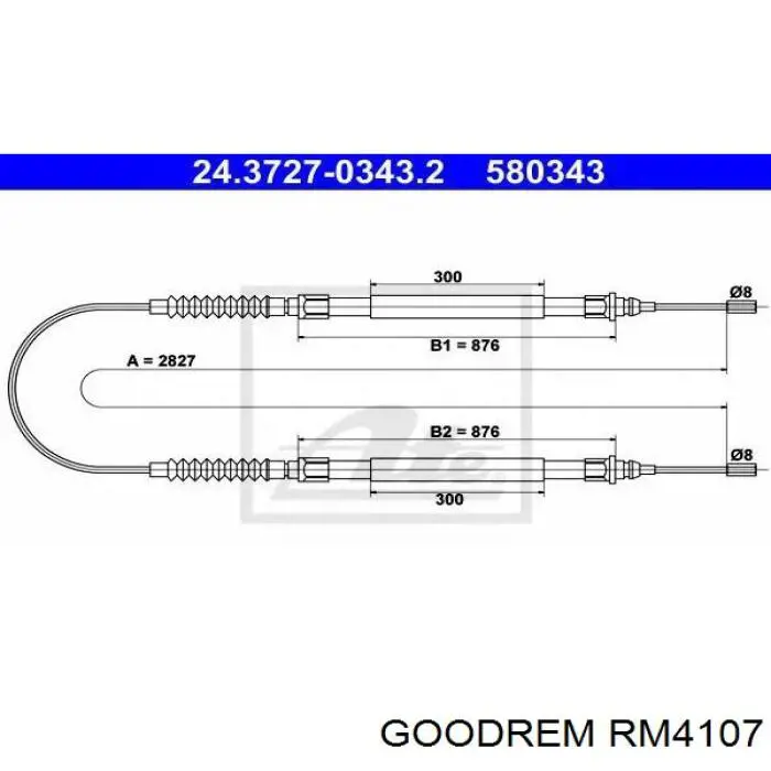 Трос ручного гальма задній, правий/лівий RM4107 Goodrem