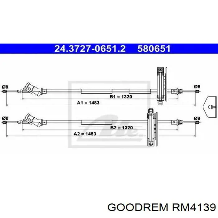 Трос ручного гальма задній, правий/лівий Goodrem RM4139 ціна, від 23.14 USD
