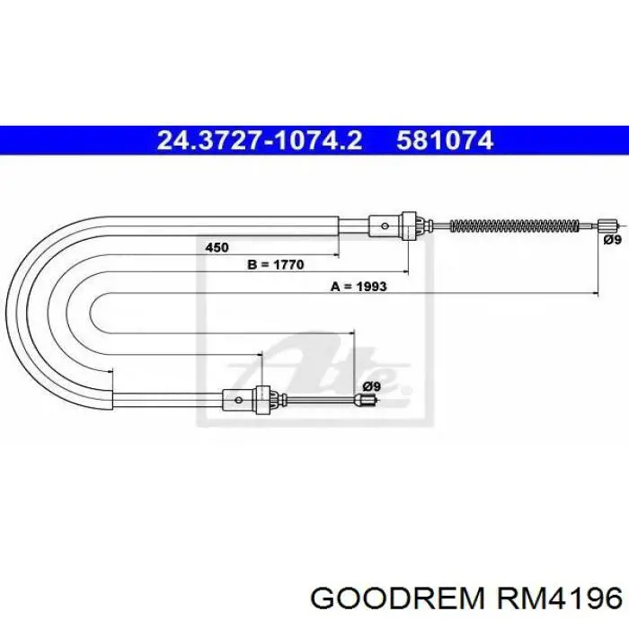 RM4196 Goodrem Трос ручного гальма задній, правий/лівий