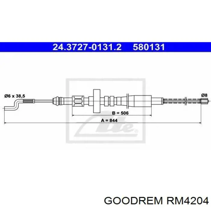 Купити RM4204 Goodrem Трос ручного гальма задній, правий/лівий
