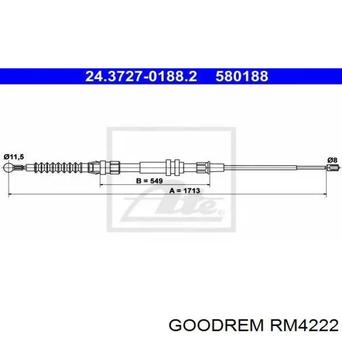 RM4222 Goodrem Трос ручного гальма задній, правий/лівий