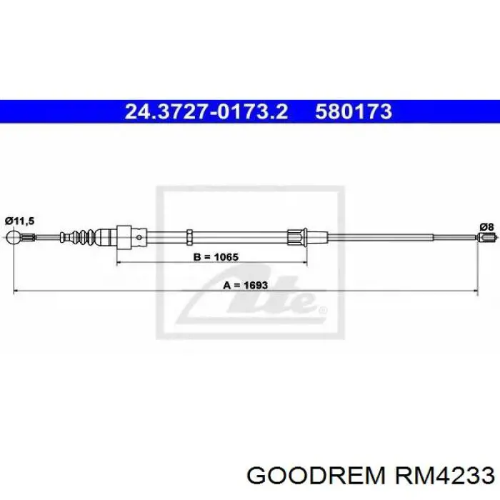 RM4233 Goodrem Трос ручного гальма задній, правий/лівий