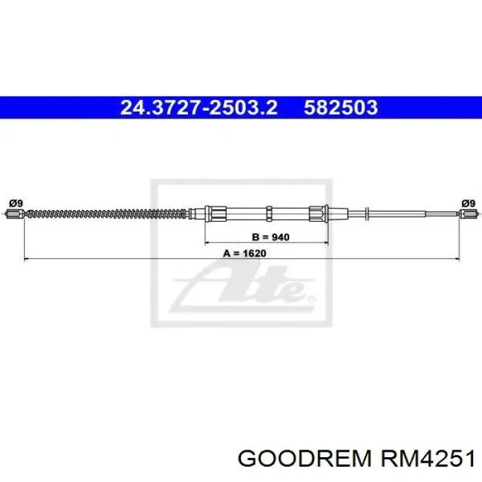 RM4251 Goodrem трос ручного гальма задній, правий/лівий