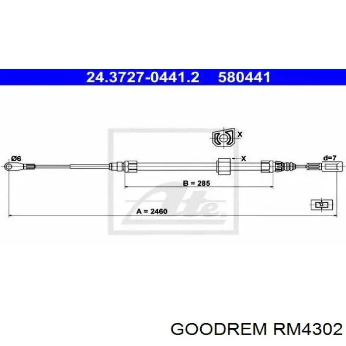 Трос стоянкового гальма передній Goodrem RM4302 ціна, від 9.07 USD