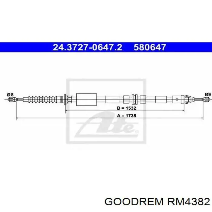 Трос ручного гальма задній, правий/лівий RM4382 Goodrem