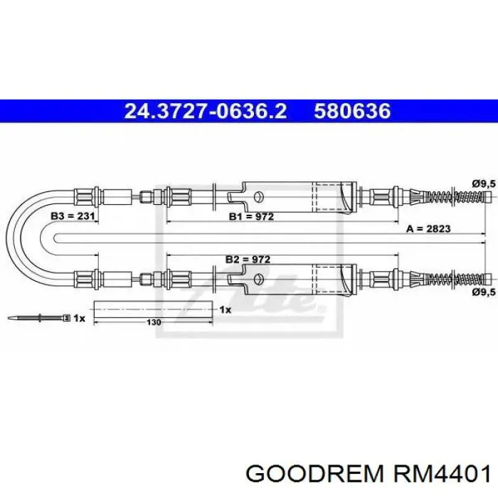 RM4401 Goodrem Трос ручного гальма задній, правий/лівий