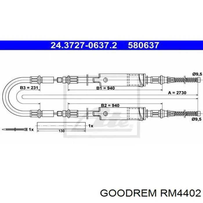 Трос ручного гальма задній, правий/лівий RM4402 Goodrem