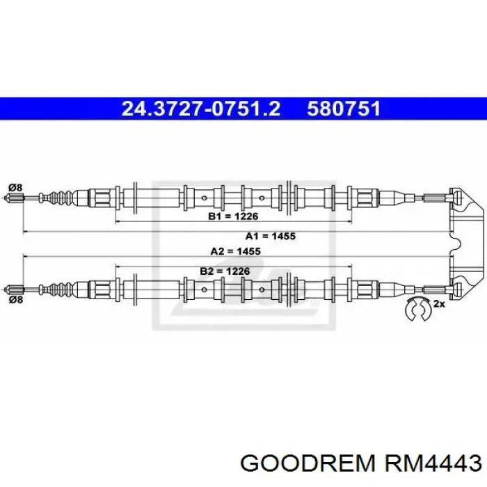 Купити RM4443 Goodrem Трос ручного гальма задній, правий/лівий