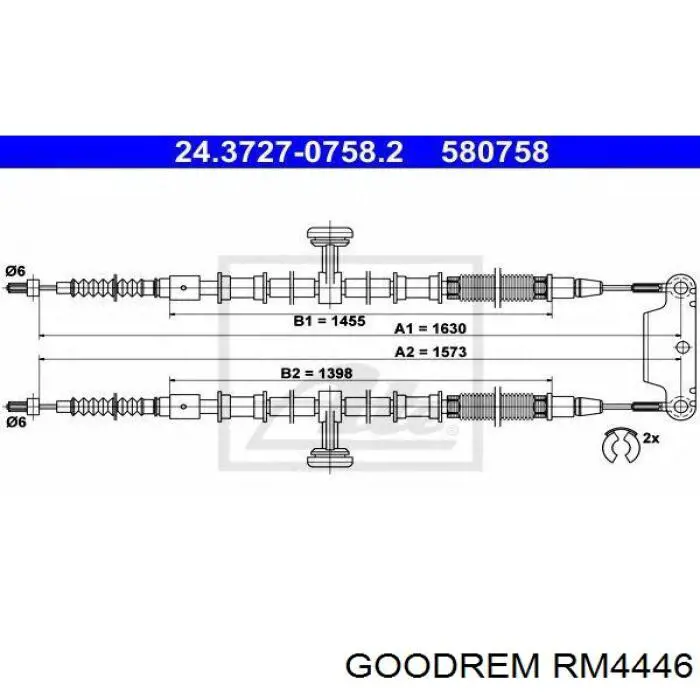 Купити RM4446 Goodrem Трос ручного гальма задній, правий/лівий