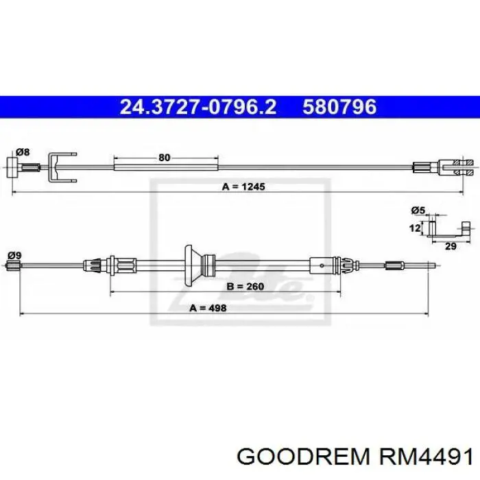 Трос ручного гальма, проміжний RM4491 Goodrem
