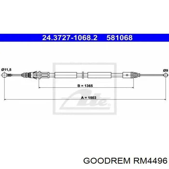 Трос стоянкового гальма задній лівий Goodrem RM4496 ціна, від 7.07 USD