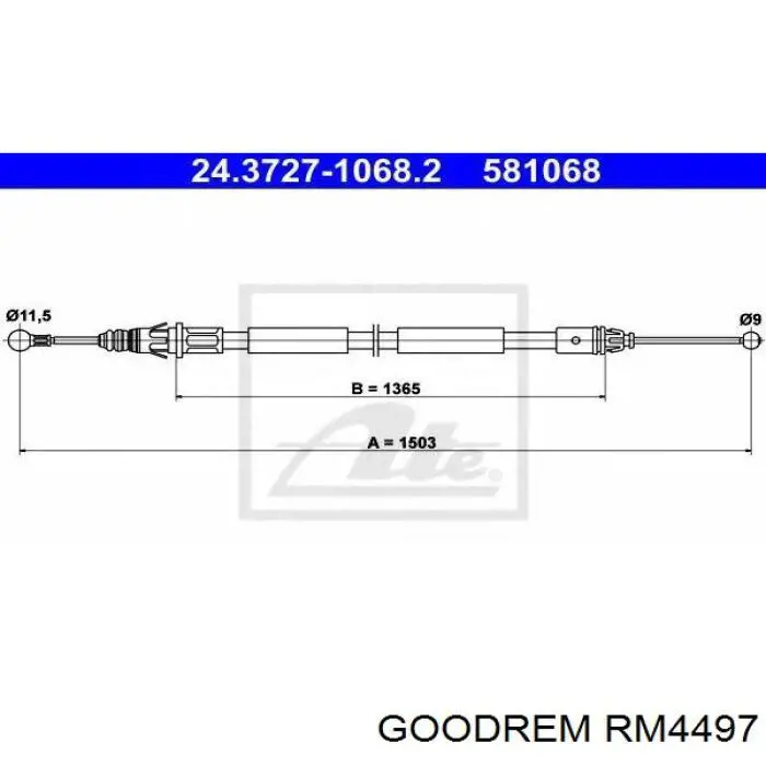 RM4497 Goodrem Трос ручника задній лівий