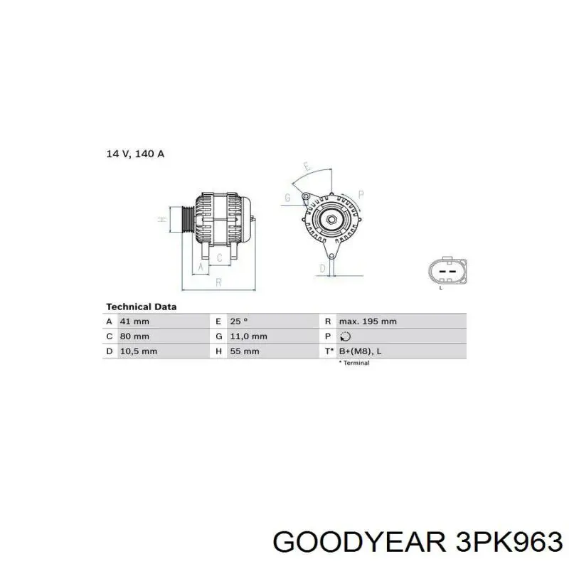 3PK963 Goodyear Поліклиновий ремінь