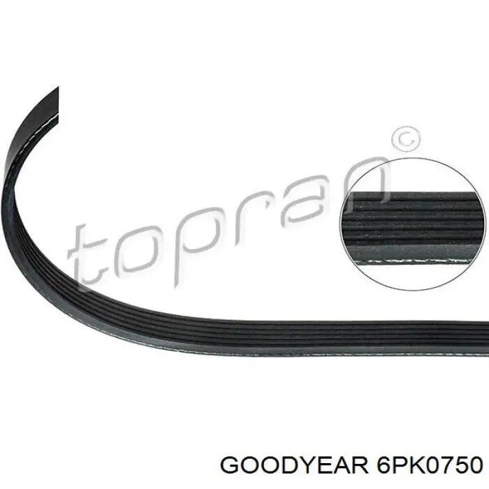 Ремінь приводний, агрегатів 6PK0750 Goodyear