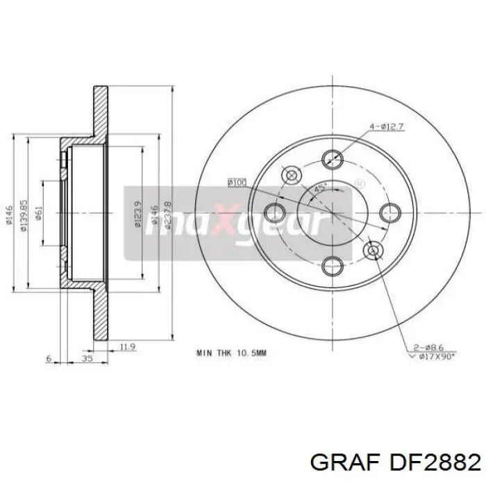 Гальмівні диски передні DF2882 Graf