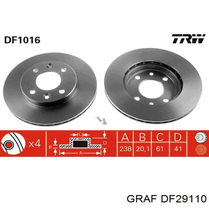 DF29110 Graf диск гальмівний передній