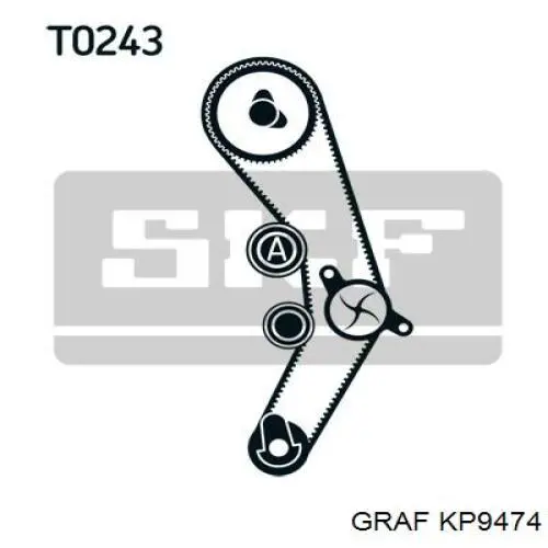 Ремінь ГРМ, комплект KP9474 Graf