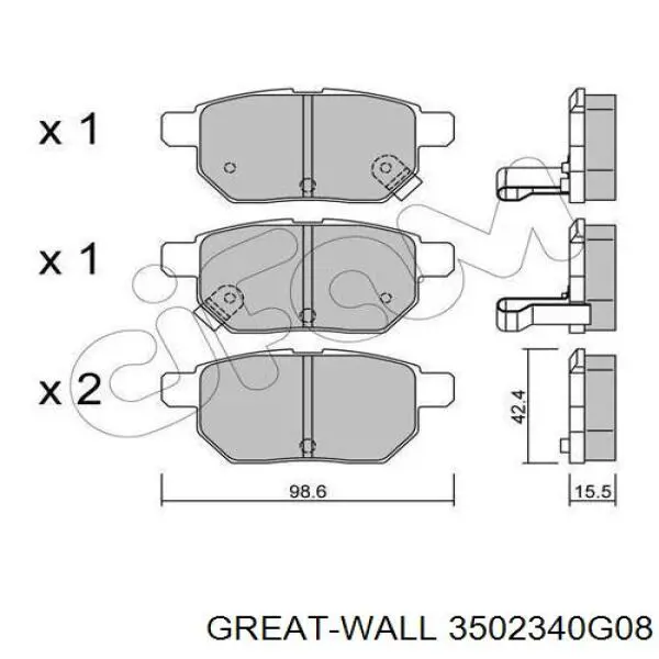 10163502340G08 Great Wall колодки гальмові задні, дискові