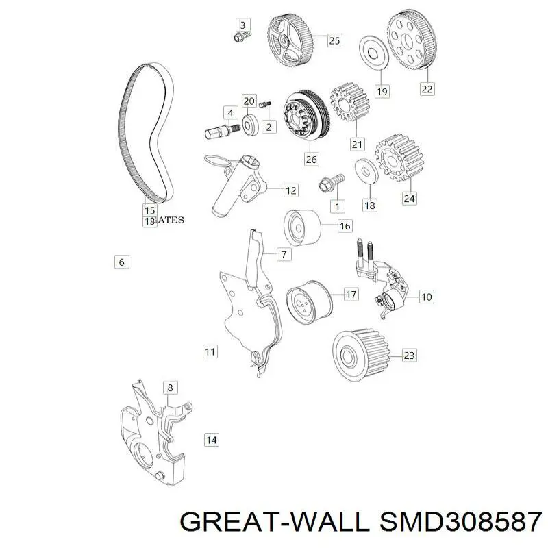 Натягувач ременя ГРМ Great Wall SMD308587 ціна, від 49.41 USD