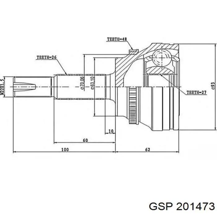 Привід передній лівий GSP 201473 ціна, від 131.03 USD