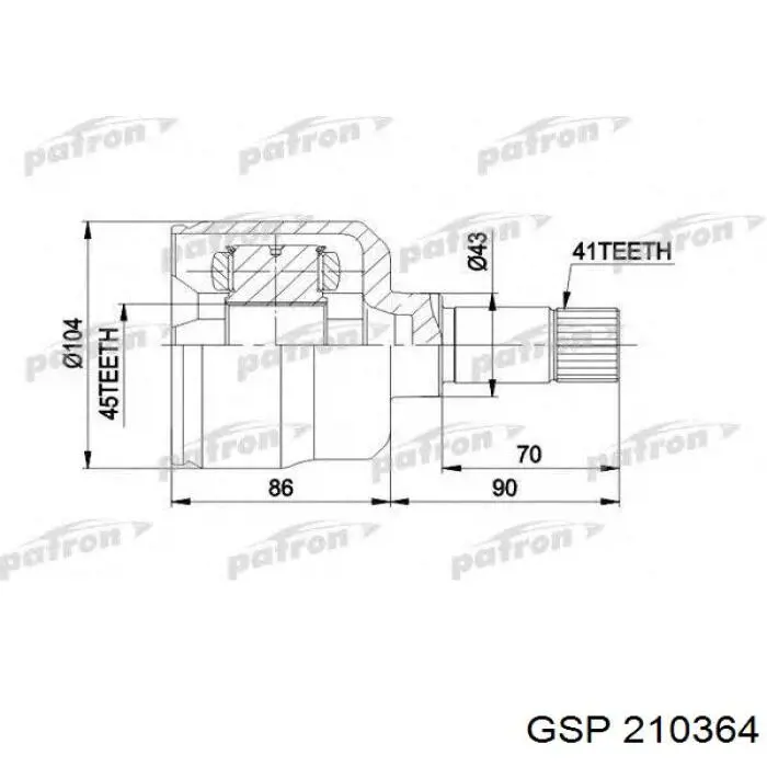 Привід передній лівий GSP 210364 ціна, від 78.71 USD