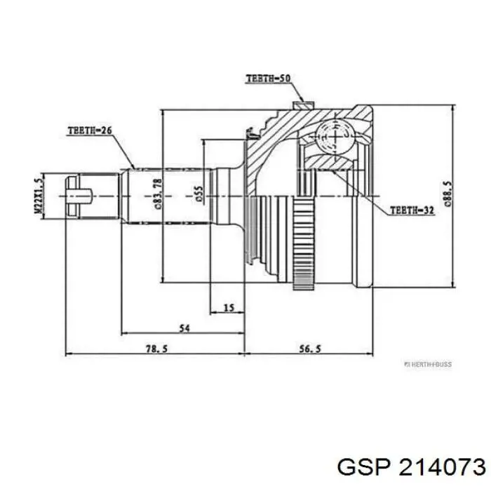 Піввісь задня, права GSP 214073 ціна, від 81.25 USD