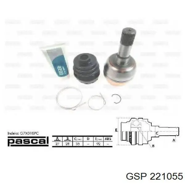 Піввісь передня, права GSP 221055 ціна, від 82.33 USD